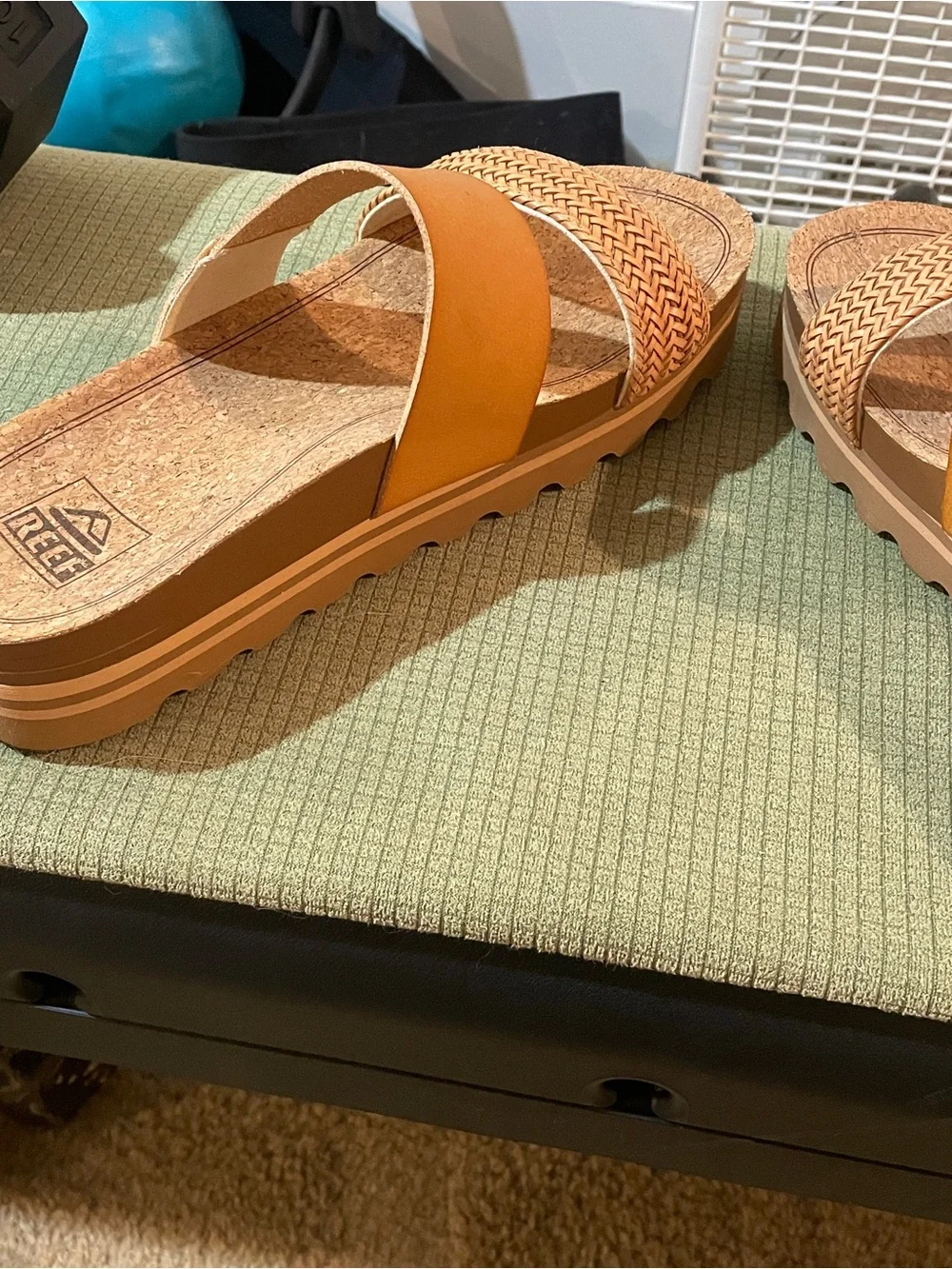 Reef Two-Strap Slide Sandals in Mustard
